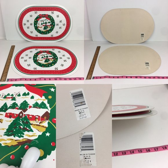 Vtg Lot of 7 Christmas Holiday Winter Vinyl Placemats Kitchen Dinner Dining READ - Picture 3 of 9